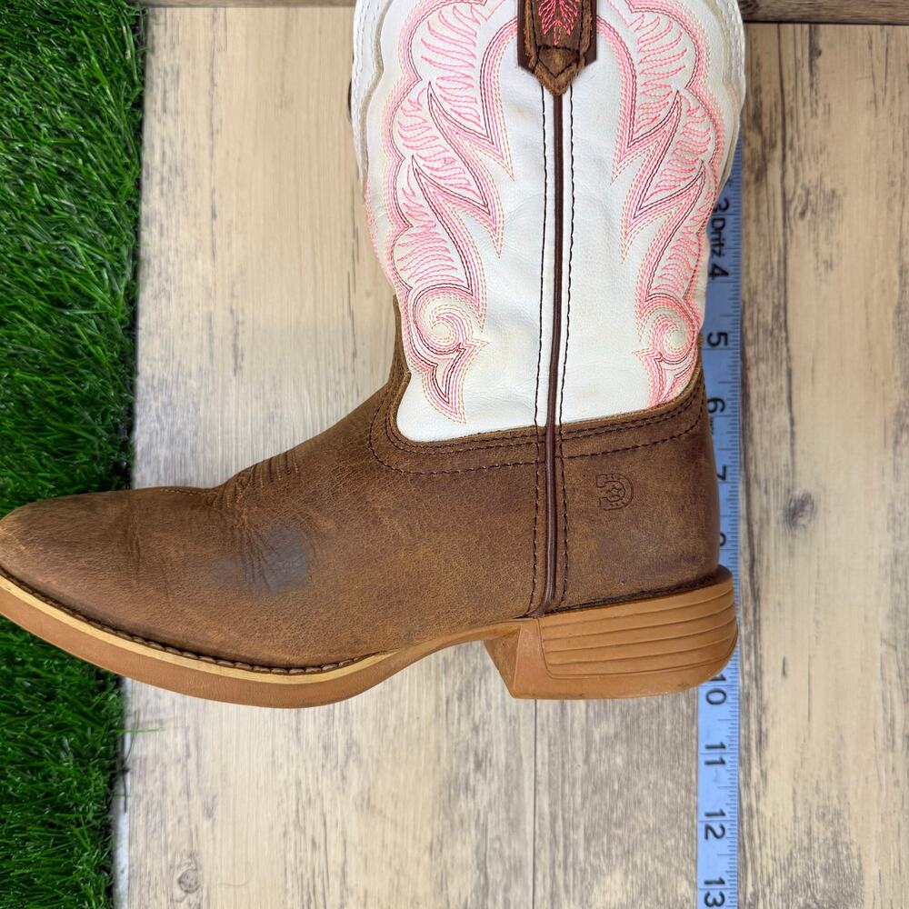 Durango Youth - Size 3M - Brown / White / Pink Square Toe Cowboy Boots DBT0242C - Picture 12 of 12
